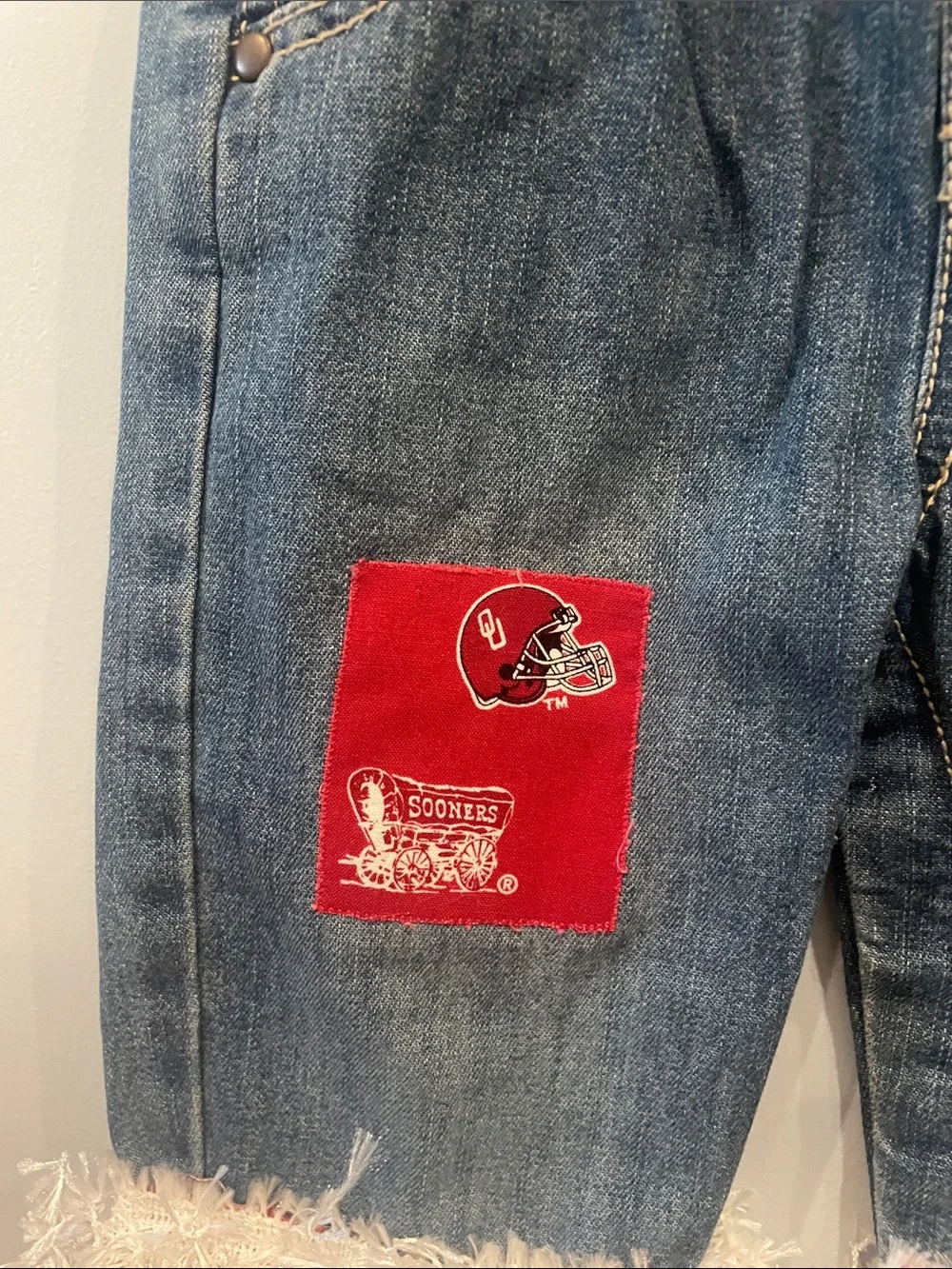 OshKosh B'gosh Blue Denim Overalls with Oklahoma Sooners accents new 9 mo
